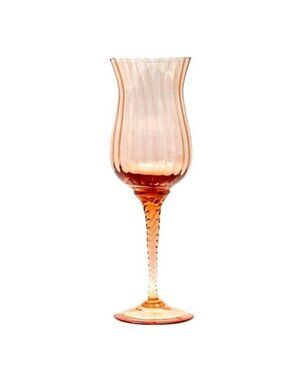 Hand Blown Glass Candle Holder Vase Pink Optic Swirl Twist Stem Tall 12.5" MCM